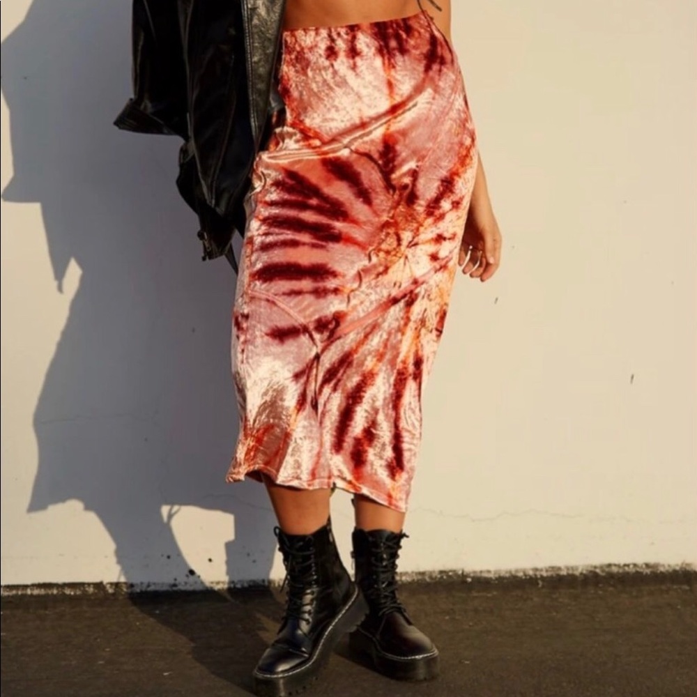 Free People Serious Swagger Pink Combo Skirt NWT